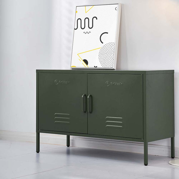 ArtissIn Base Metal Locker Storage Shelf Organizer Cabinet Buffet Sideboard Green freeshipping - Awezingly