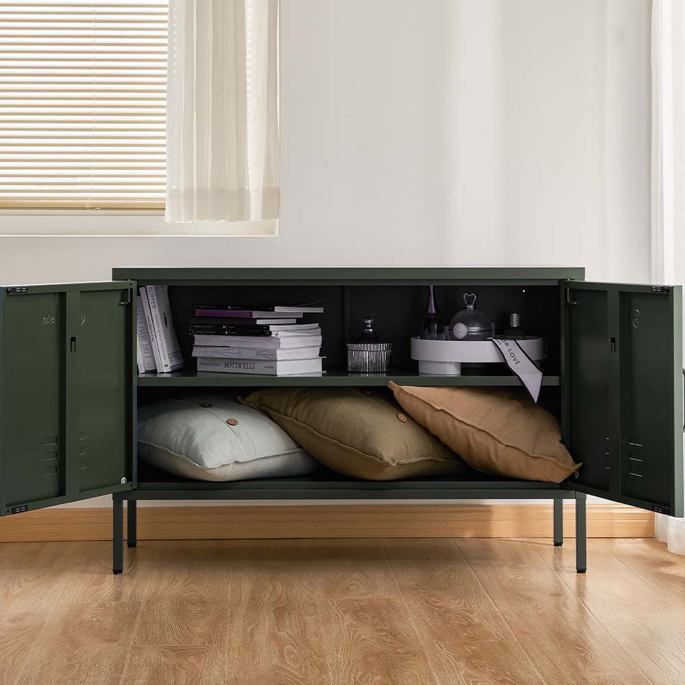 ArtissIn Base Metal Locker Storage Shelf Organizer Cabinet Buffet Sideboard Green freeshipping - Awezingly