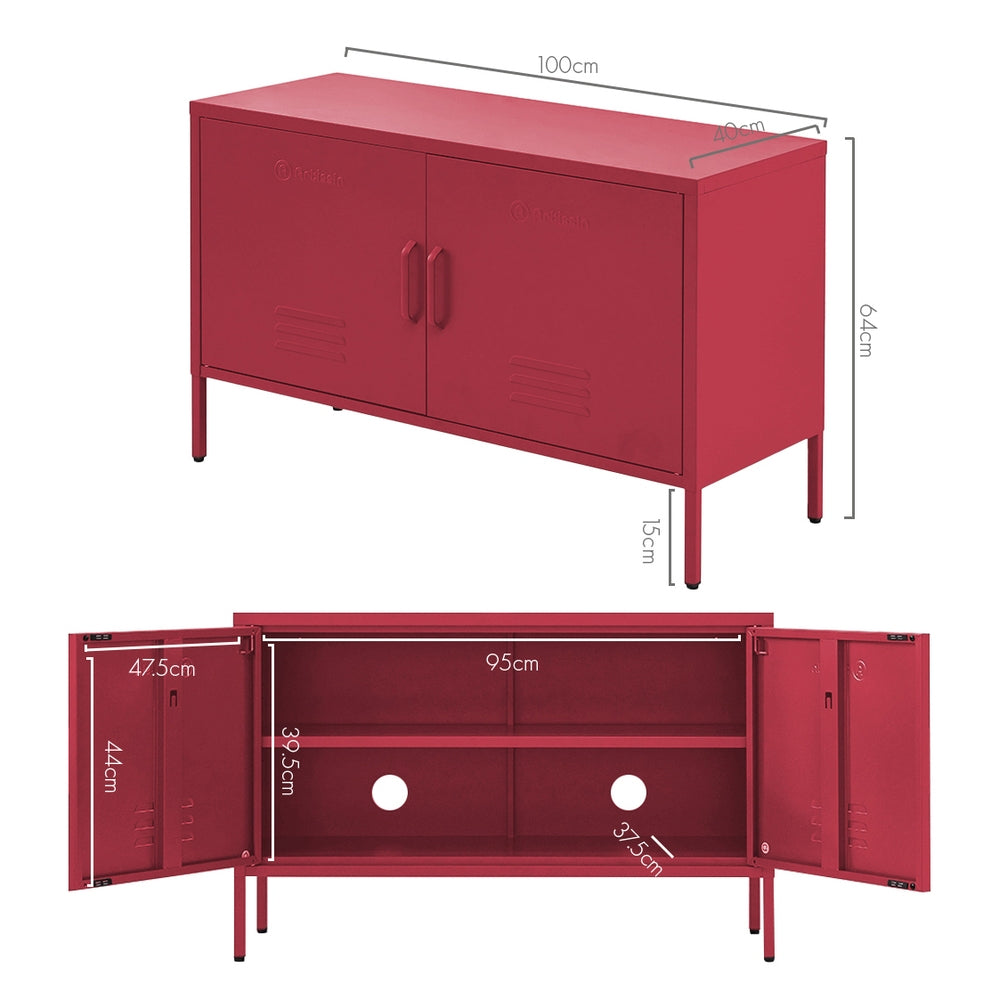 ArtissIn Buffet Sideboard Locker Metal Storage Cabinet - BASE Pink ArtissIn