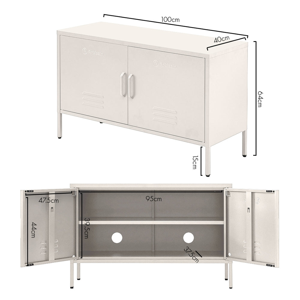 ArtissIn Buffet Sideboard Locker Metal Storage Cabinet - BASE White ArtissIn