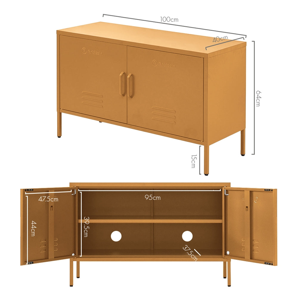 ArtissIn Buffet Sideboard Locker Metal Storage Cabinet - BASE Yellow ArtissIn