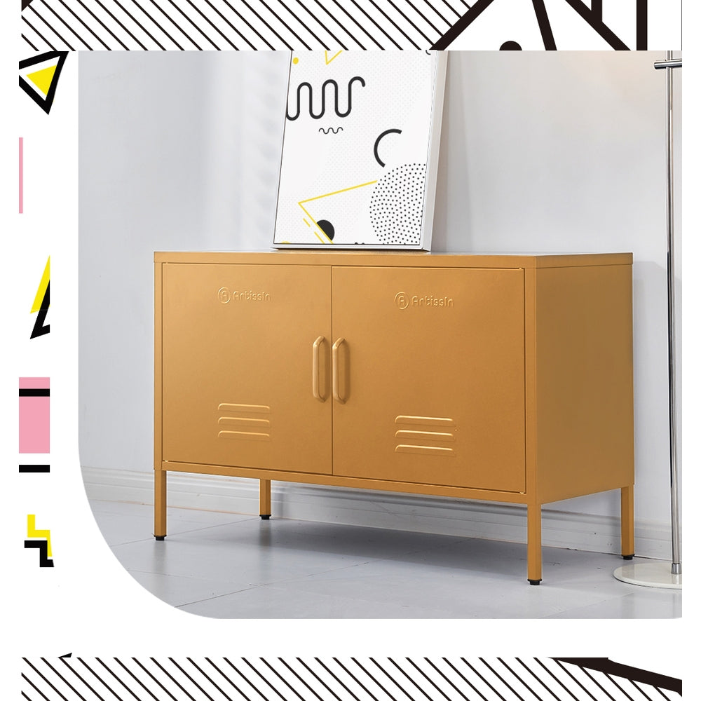 ArtissIn Buffet Sideboard Locker Metal Storage Cabinet - BASE Yellow ArtissIn