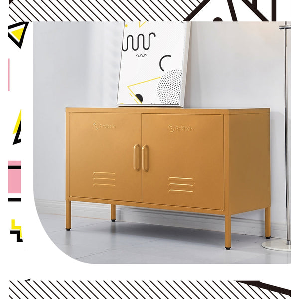 ArtissIn Buffet Sideboard Locker Metal Storage Cabinet - BASE Yellow ArtissIn