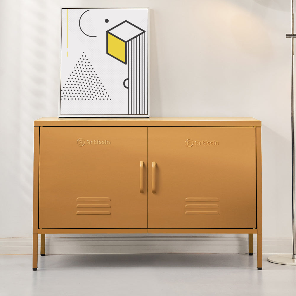 ArtissIn Buffet Sideboard Locker Metal Storage Cabinet - BASE Yellow ArtissIn
