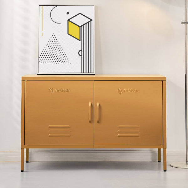 ArtissIn Buffet Sideboard Locker Metal Storage Cabinet - BASE Yellow ArtissIn