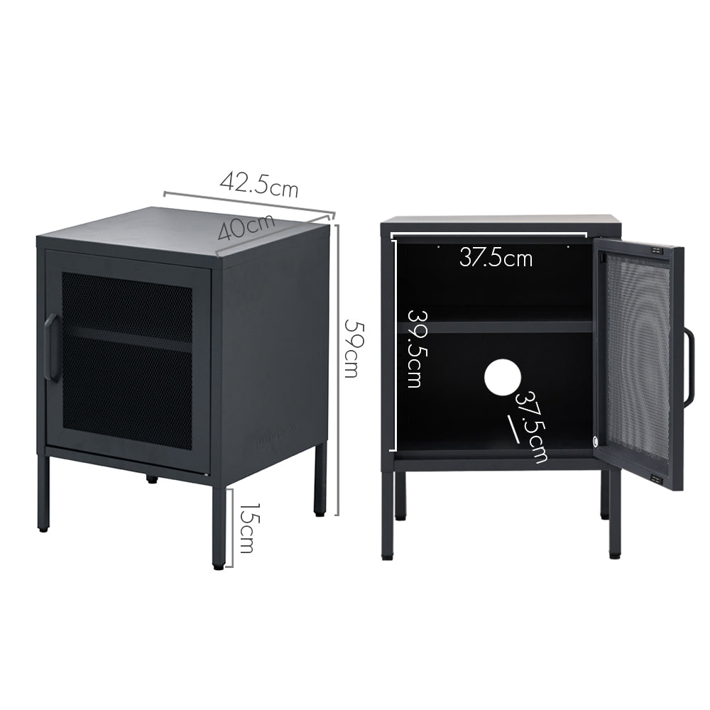 ArtissIn Mini Mesh Door Storage Cabinet Organizer Bedside Table Black freeshipping - Awezingly