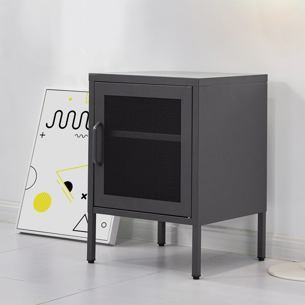 ArtissIn Mini Mesh Door Storage Cabinet Organizer Bedside Table Black freeshipping - Awezingly