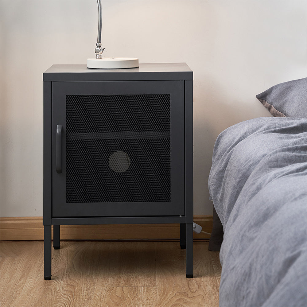 ArtissIn Mini Mesh Door Storage Cabinet Organizer Bedside Table Black freeshipping - Awezingly