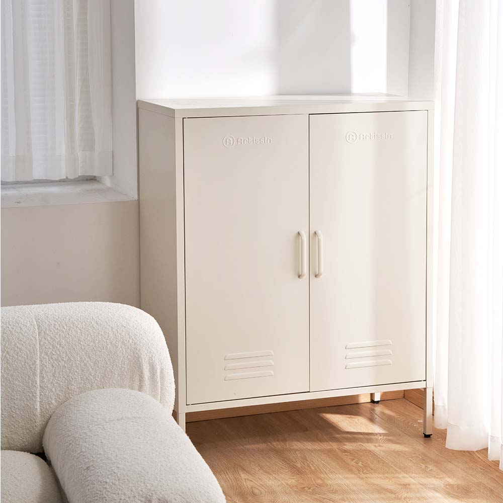 ArtissIn Sweetheart Metal Locker Storage Shelf Organizer Cabinet Buffet Sideboard White freeshipping - Awezingly