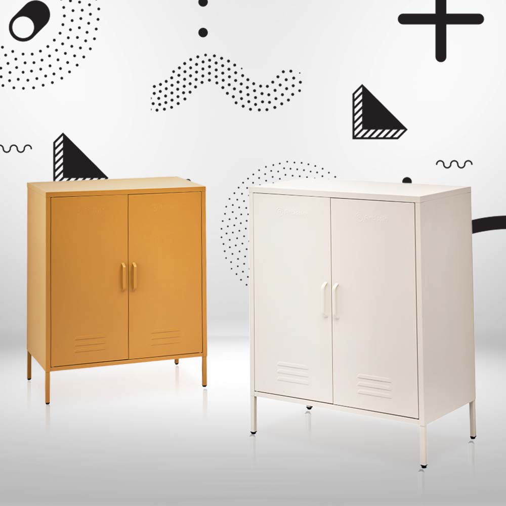 ArtissIn Sweetheart Metal Locker Storage Shelf Organizer Cabinet Buffet Sideboard White freeshipping - Awezingly
