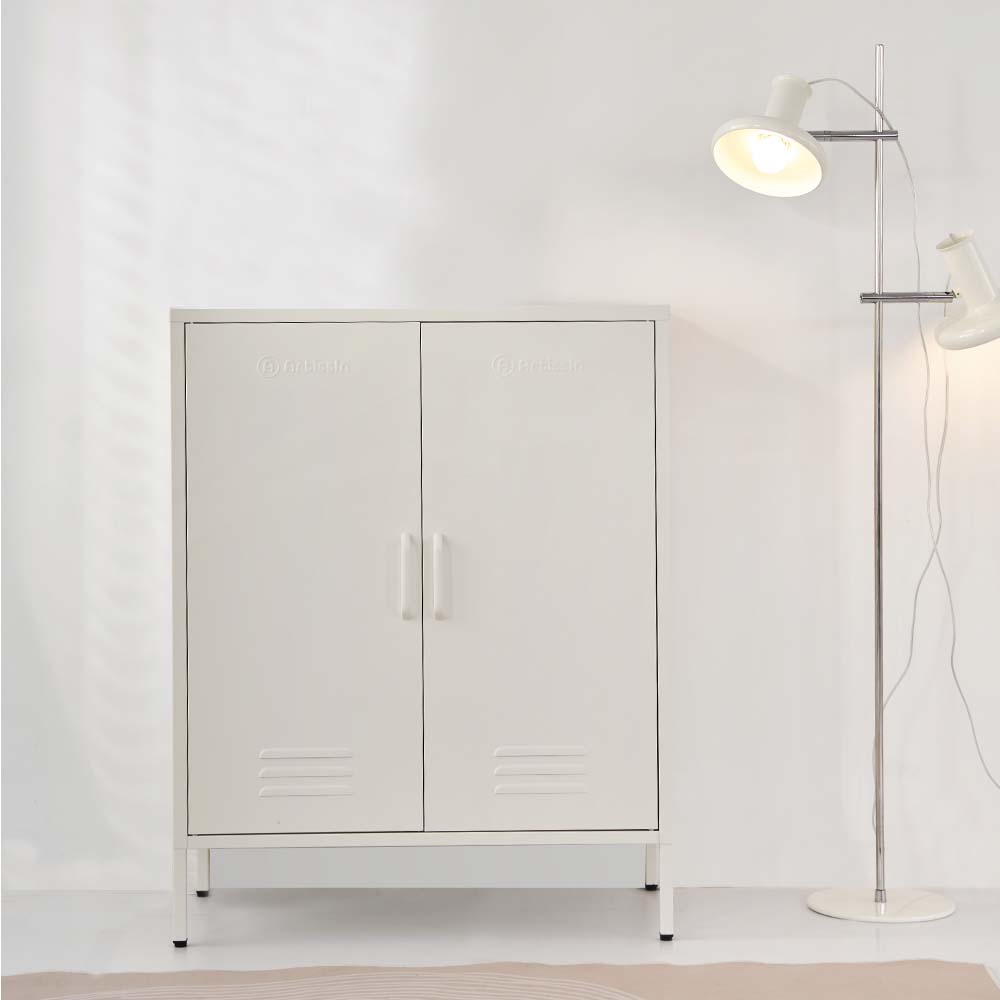 ArtissIn Sweetheart Metal Locker Storage Shelf Organizer Cabinet Buffet Sideboard White freeshipping - Awezingly
