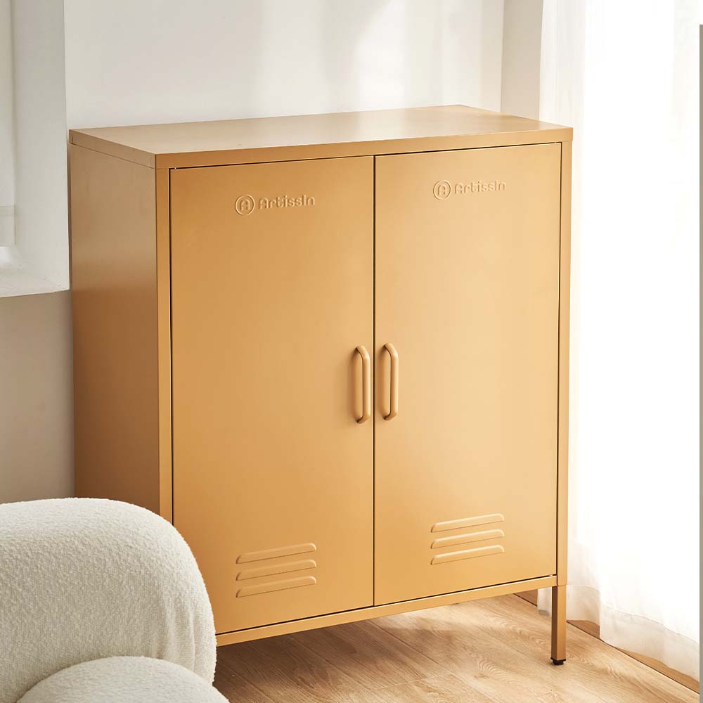 ArtissIn Sweetheart Metal Locker Storage Shelf Organizer Cabinet Buffet Sideboard Yellow freeshipping - Awezingly