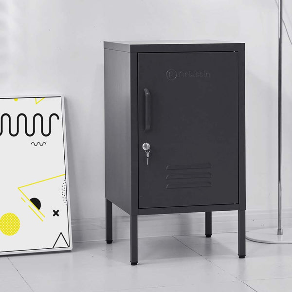 ArtissIn Mini Metal Locker Storage Shelf Organizer Cabinet Bedroom Black freeshipping - Awezingly