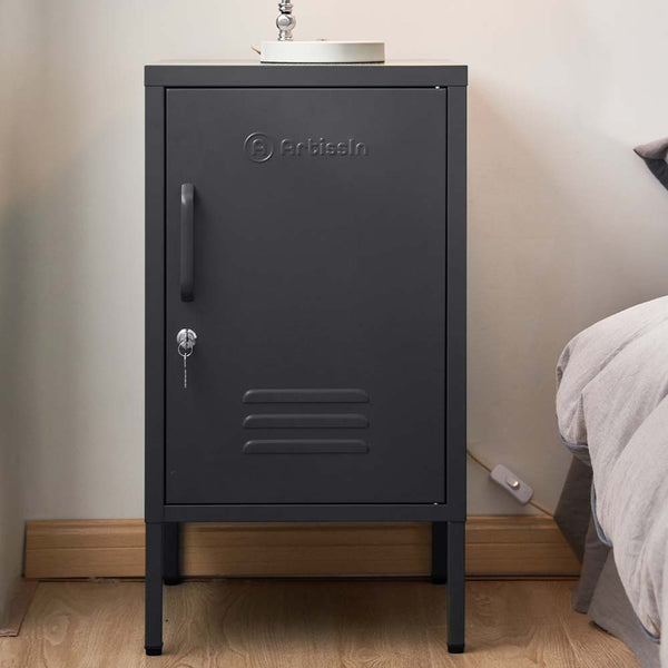 ArtissIn Mini Metal Locker Storage Shelf Organizer Cabinet Bedroom Black freeshipping - Awezingly