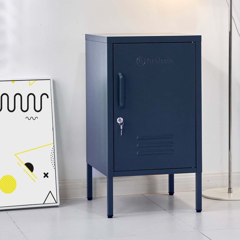 ArtissIn Mini Metal Locker Storage Shelf Organizer Cabinet Bedroom Blue freeshipping - Awezingly