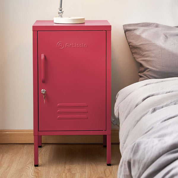 ArtissIn Mini Metal Locker Storage Shelf Organizer Cabinet Bedroom Pink freeshipping - Awezingly