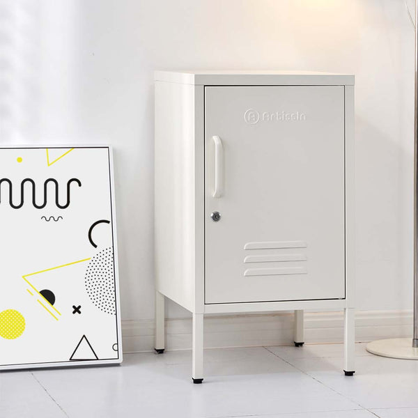 ArtissIn Mini Metal Locker Storage Shelf Organizer Cabinet Bedroom White freeshipping - Awezingly