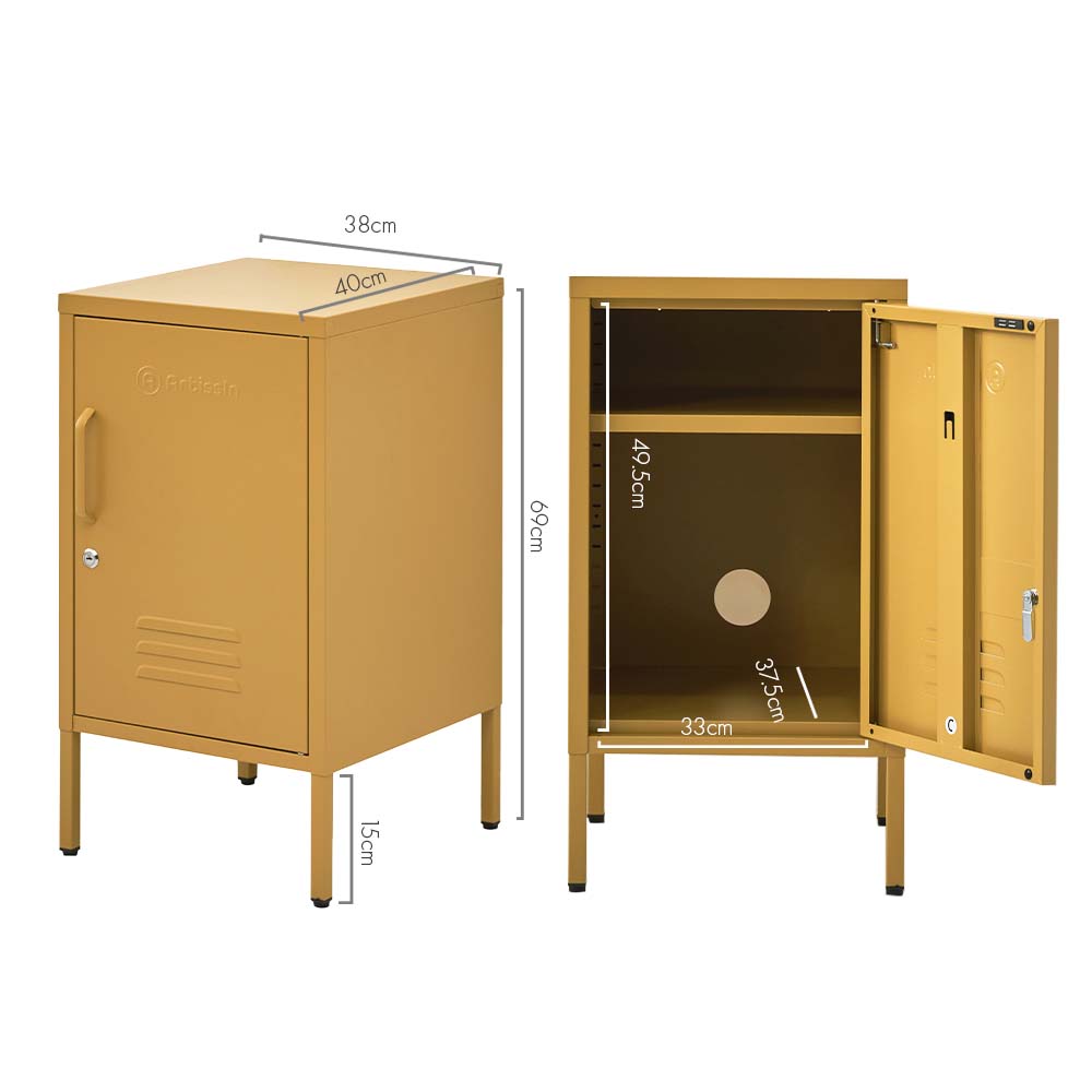 ArtissIn Mini Metal Locker Storage Shelf Organizer Cabinet Bedroom Yellow freeshipping - Awezingly