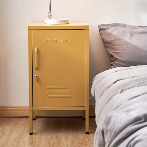 ArtissIn Mini Metal Locker Storage Shelf Organizer Cabinet Bedroom Yellow freeshipping - Awezingly
