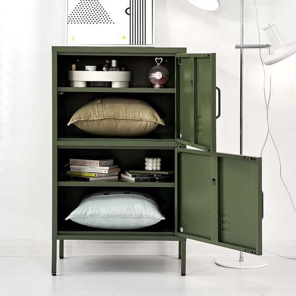 ArtissIn Base Metal Locker Storage Shelf Organizer Cabinet Buffet Sideboard Green freeshipping - Awezingly