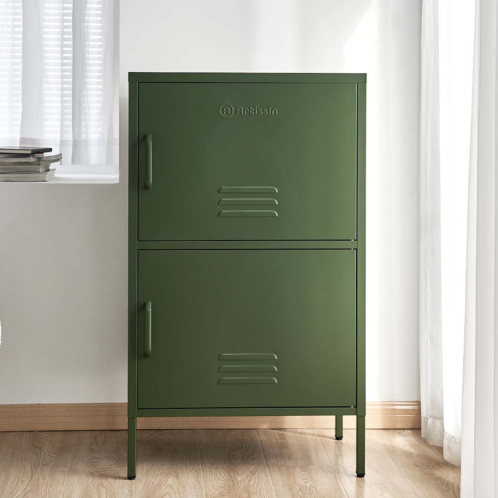 ArtissIn Base Metal Locker Storage Shelf Organizer Cabinet Buffet Sideboard Green freeshipping - Awezingly