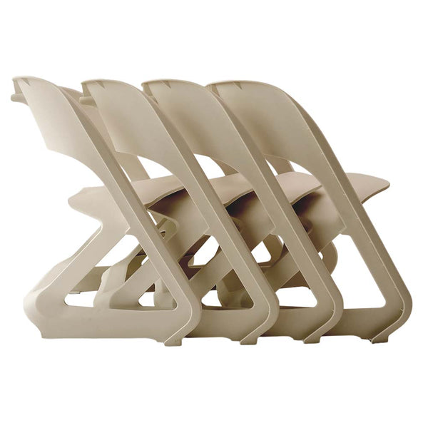 ArtissIn Set of 4 Dining Chairs Office Cafe Lounge Seat Stackable Plastic Leisure Chairs Beige freeshipping - Awezingly