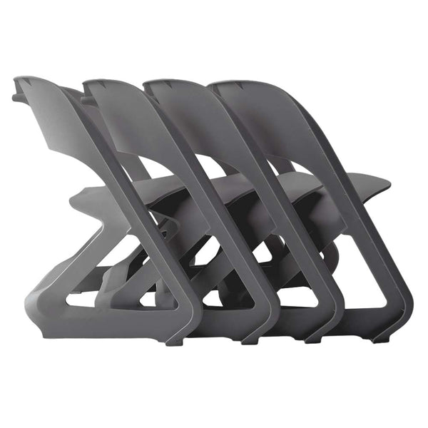 ArtissIn Set of 4 Dining Chairs Office Cafe Lounge Seat Stackable Plastic Leisure Chairs Grey freeshipping - Awezingly