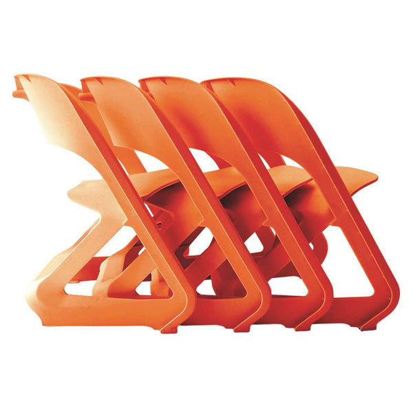 ArtissIn Set of 4 Dining Chairs Office Cafe Lounge Seat Stackable Plastic Leisure Chairs Orange freeshipping - Awezingly