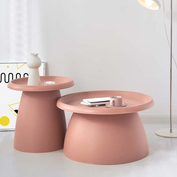 ArtissIn Coffee Table Mushroom Nordic Round Small Side Table 50CM Pink ArtissIn