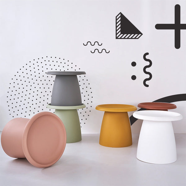 ArtissIn Coffee Table Mushroom Nordic Round Small Side Table 50CM Pink ArtissIn