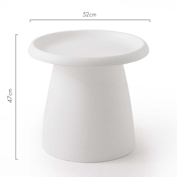 ArtissIn Coffee Table Mushroom Nordic Round Small Side Table 50CM White ArtissIn
