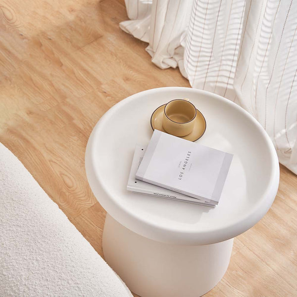 ArtissIn Coffee Table Mushroom Nordic Round Small Side Table 50CM White ArtissIn