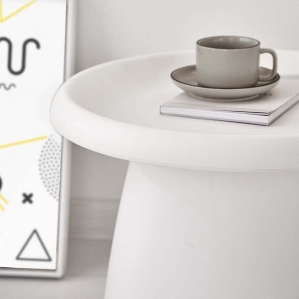 ArtissIn Coffee Table Mushroom Nordic Round Small Side Table 50CM White ArtissIn