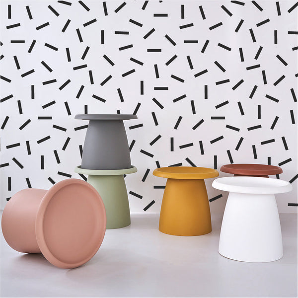 ArtissIn Coffee Table Mushroom Nordic Round Small Side Table 50CM White ArtissIn