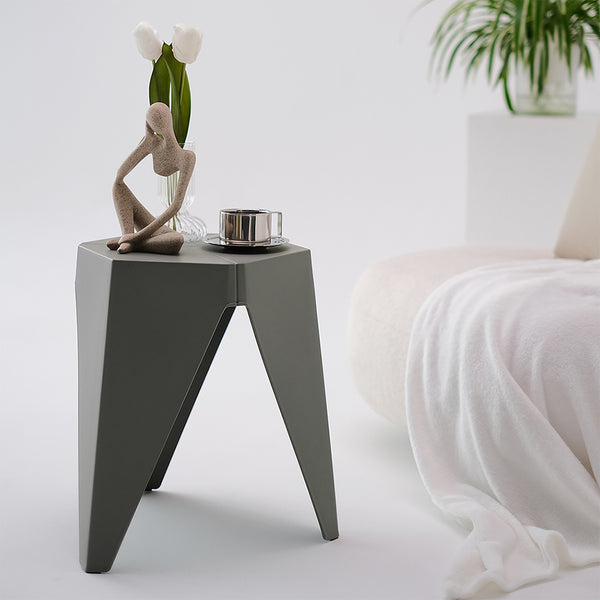 ArtissIn Set of 2 Puzzle Stool Plastic Stacking Stools Chair Outdoor Indoor Grey freeshipping - Awezingly