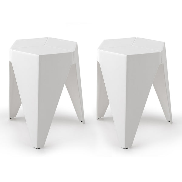 ArtissIn Set of 2 Puzzle Stool Plastic Stacking Stools Chair Outdoor Indoor White freeshipping - Awezingly