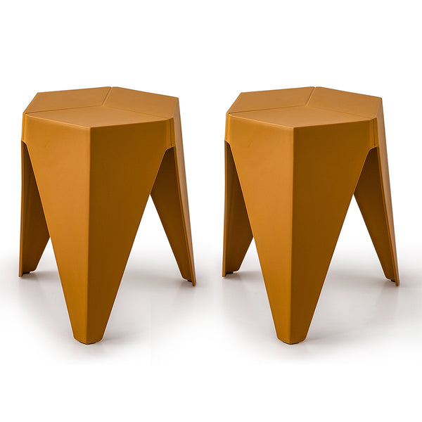 ArtissIn Set of 2 Puzzle Stool Plastic Stacking Stools Chair Outdoor Indoor Yellow freeshipping - Awezingly