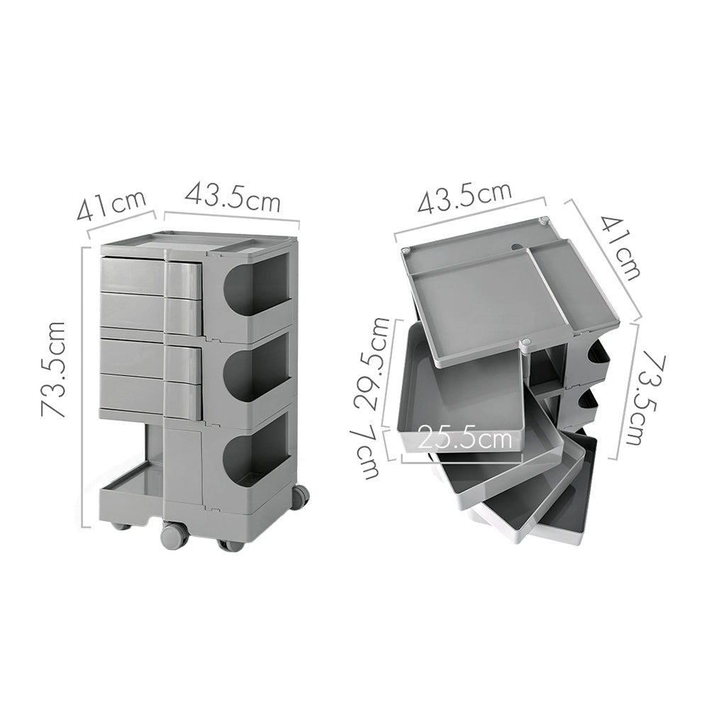 ArtissIn Bedside Table Side Tables Nightstand Organizer Replica Boby Trolley 5Tier Grey freeshipping - Awezingly