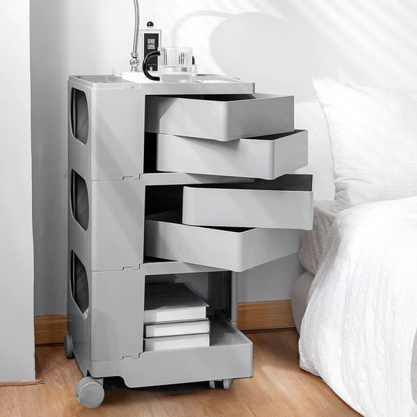 ArtissIn Bedside Table Side Tables Nightstand Organizer Replica Boby Trolley 5Tier Grey freeshipping - Awezingly