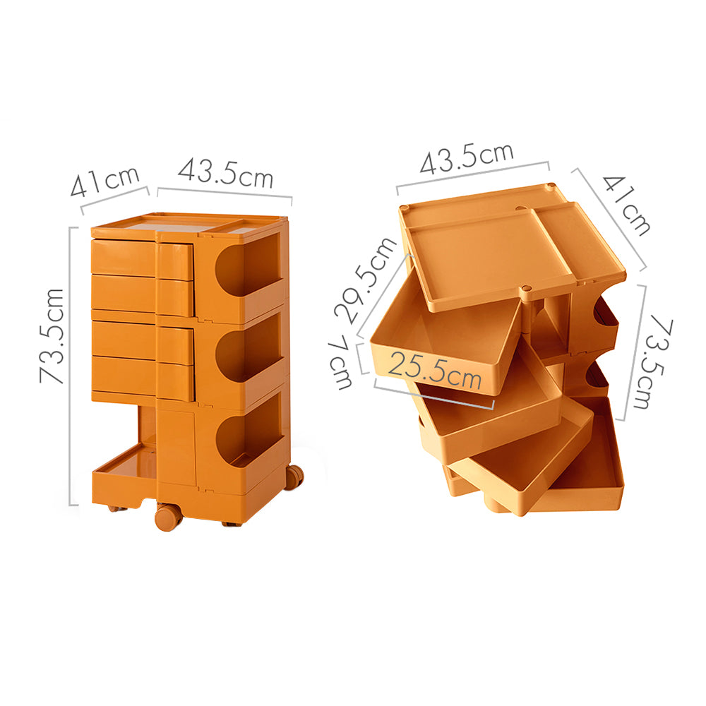 ArtissIn Bedside Table Side Tables Nightstand Organizer Replica Boby Trolley 5Tier Orange freeshipping - Awezingly