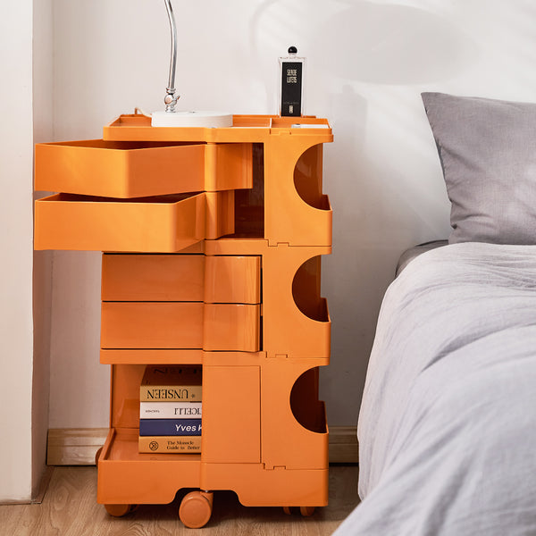 ArtissIn Bedside Table Side Tables Nightstand Organizer Replica Boby Trolley 5Tier Orange freeshipping - Awezingly