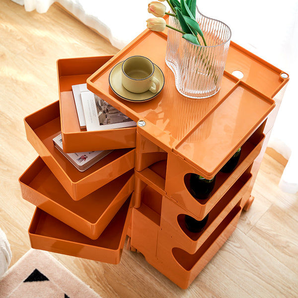 ArtissIn Bedside Table Side Tables Nightstand Organizer Replica Boby Trolley 5Tier Orange freeshipping - Awezingly