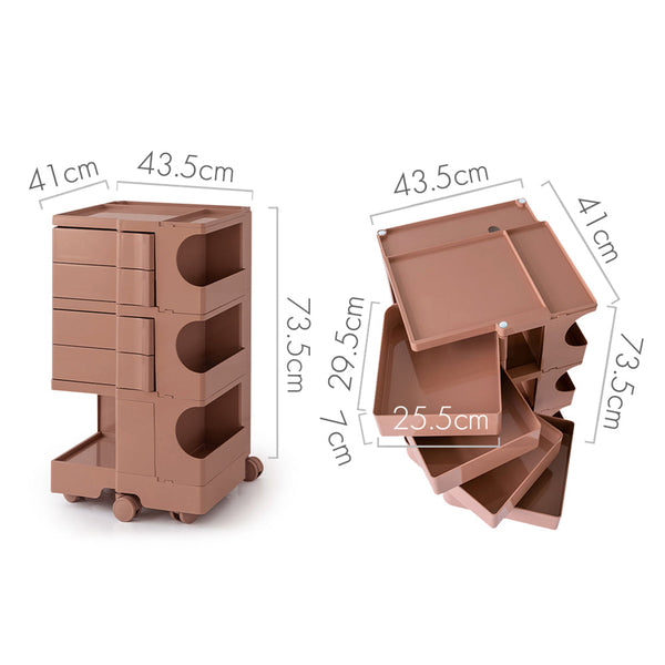 ArtissIn Bedside Table Side Tables Nightstand Organizer Replica Boby Trolley 5Tier Pink ArtissIn