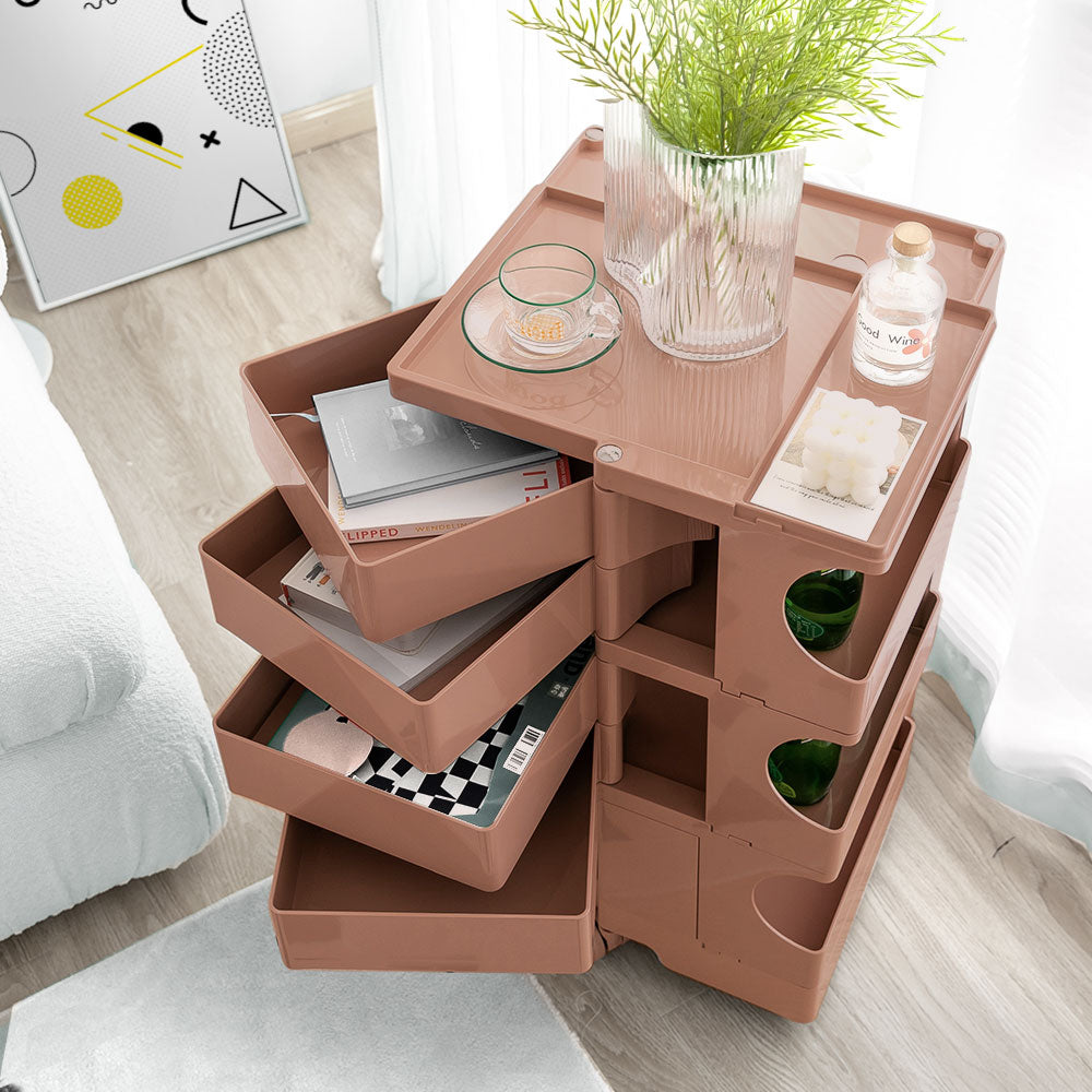 ArtissIn Bedside Table Side Tables Nightstand Organizer Replica Boby Trolley 5Tier Pink ArtissIn