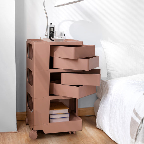 ArtissIn Bedside Table Side Tables Nightstand Organizer Replica Boby Trolley 5Tier Pink ArtissIn