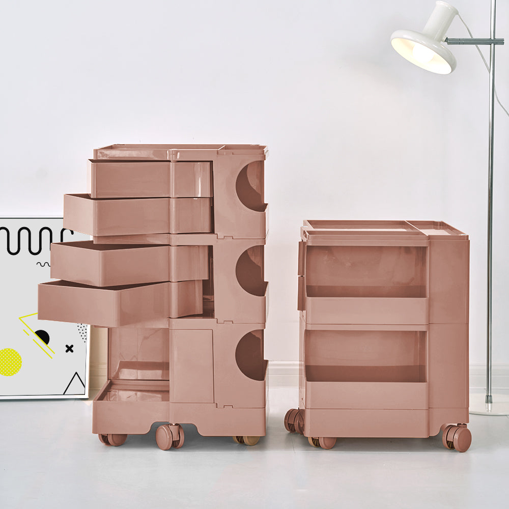 ArtissIn Bedside Table Side Tables Nightstand Organizer Replica Boby Trolley 5Tier Pink ArtissIn