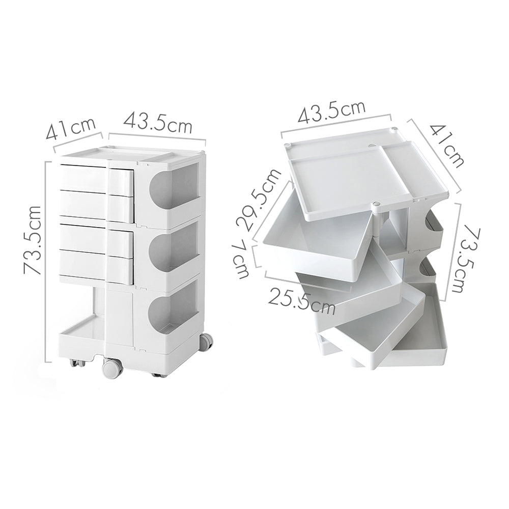 ArtissIn Bedside Table Side Tables Nightstand Organizer Replica Boby Trolley 5Tier White freeshipping - Awezingly