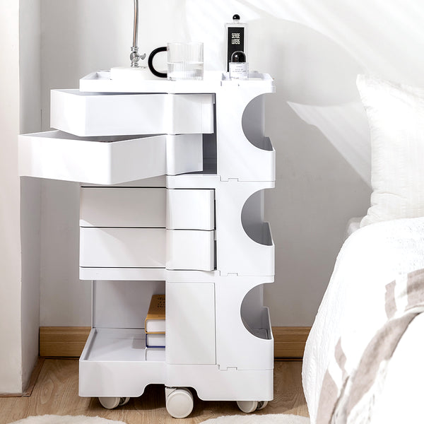 ArtissIn Bedside Table Side Tables Nightstand Organizer Replica Boby Trolley 5Tier White freeshipping - Awezingly