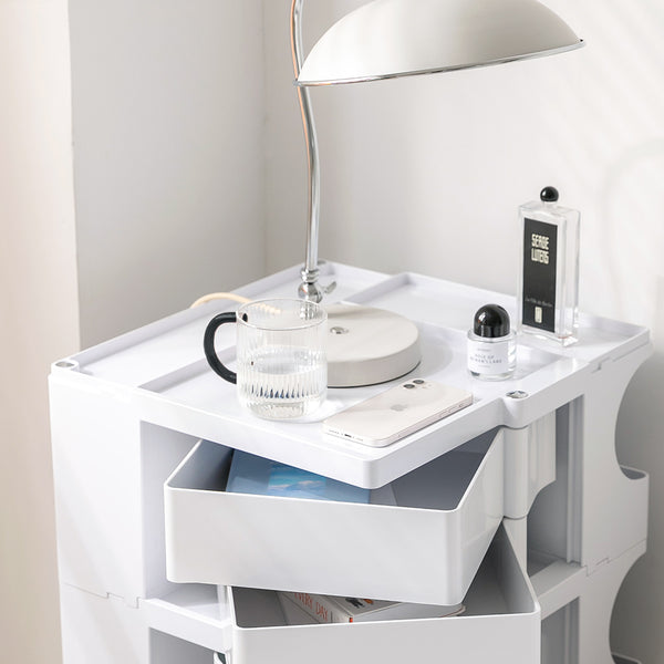 ArtissIn Bedside Table Side Tables Nightstand Organizer Replica Boby Trolley 5Tier White freeshipping - Awezingly