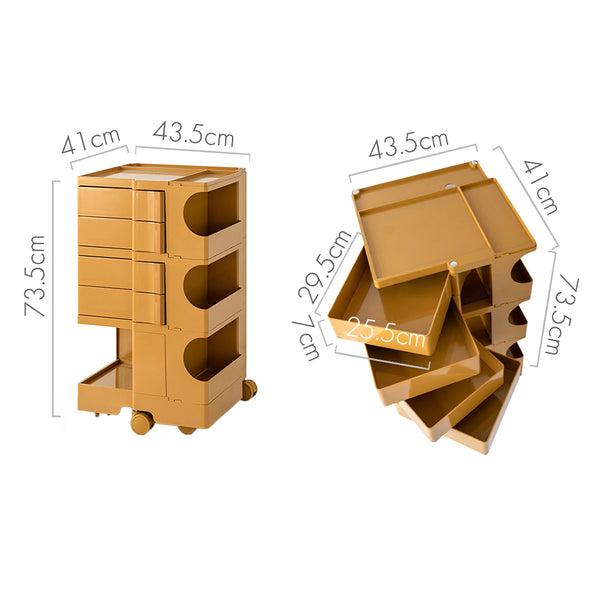 ArtissIn Bedside Table Side Tables Nightstand Organizer Replica Boby Trolley 5Tier Yellow freeshipping - Awezingly